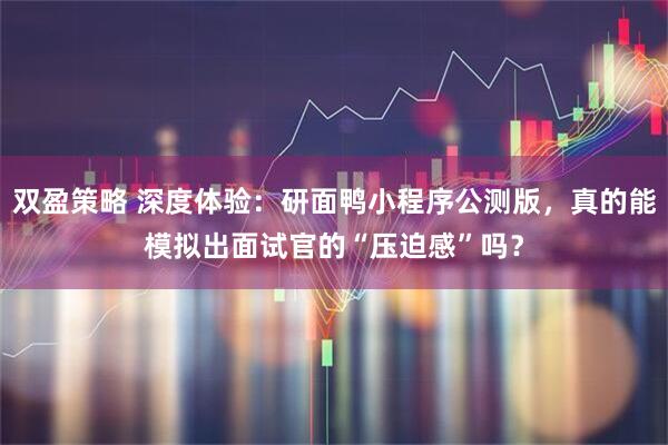 双盈策略 深度体验：研面鸭小程序公测版，真的能模拟出面试官的“压迫感”吗？